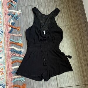 Becca Black Sleeveless Romper swim cover up Small